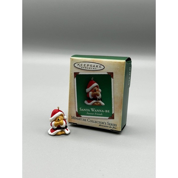 Hallmark Keepsake Miniature Ornament 2004 "Santa Wanna-Be" NIB Brown Bear - Picture 1 of 5
